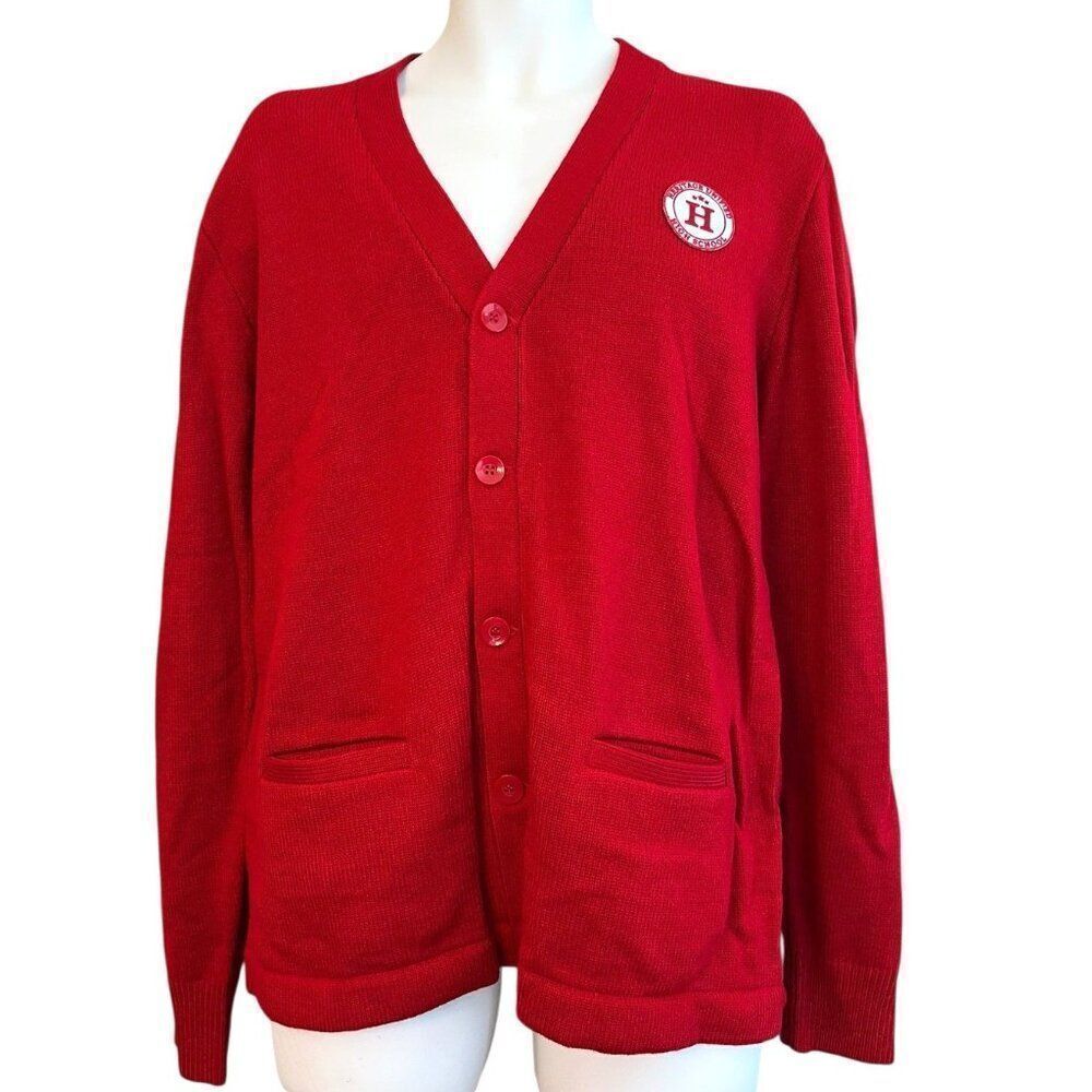 Cobra Kai Mens Medium Red Cardigan Heritage Unified High School Varsity Sweater